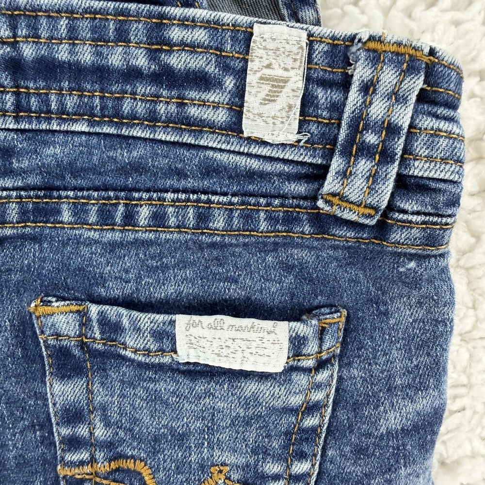 7 For All Mankind Overalls Shorts Toddler 3T Blue Denim Bib Raw Hem Stretch - Picture 7 of 9